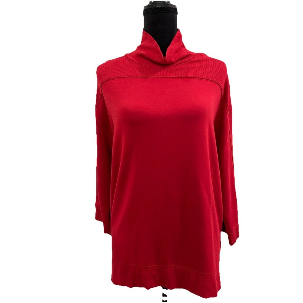 Lauren Ralph Lauren Womens L Top Red Turtleneck 3/4 Sleeve